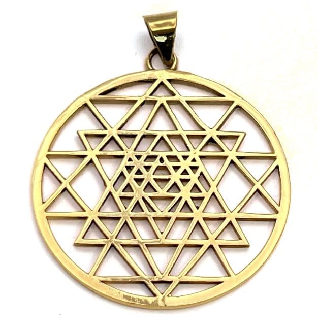 Sri Yantra Bronze Mandala Pendant 4cm