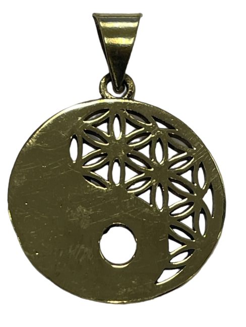 Brass pendant flower of life ying yang 2.5cm