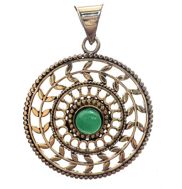 Hand of Fatima bronze pendant with stone
