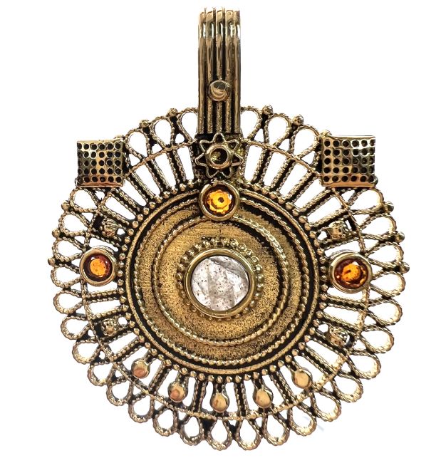 Bronze pendant with semi-precious stones 4cm