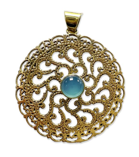 Bronze pendant with semi-precious stone
