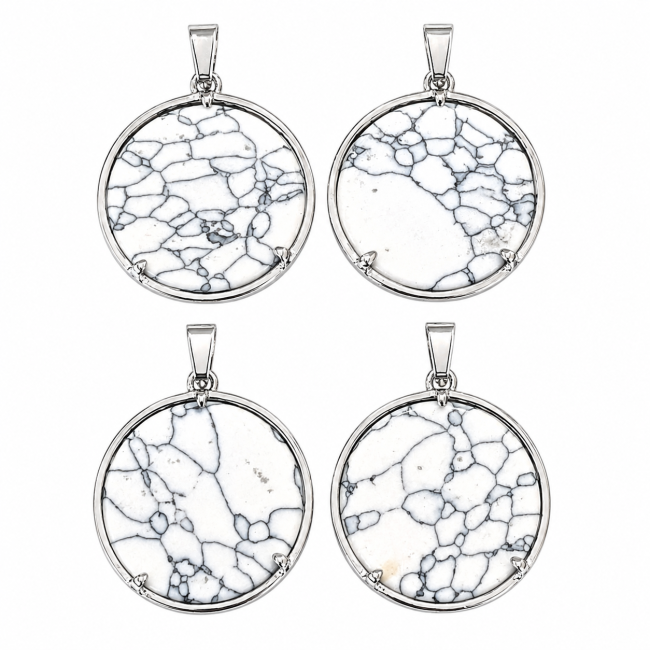 incense at Metal Tree of Life Pendant with Howlite Effect, 25mm x4|gb