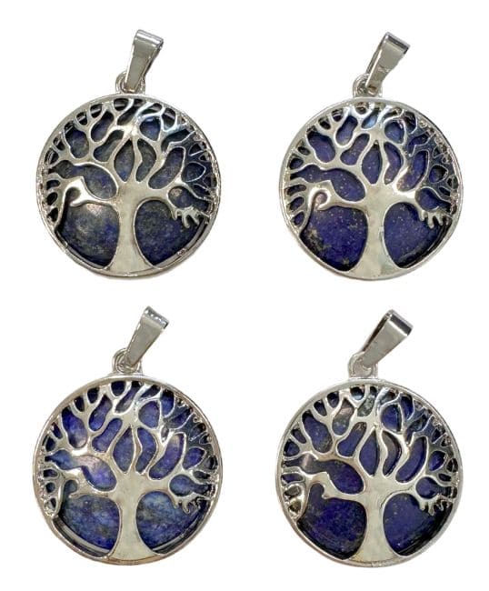 Metal Pendant Tree of Life Lapis Lazuli A 25mm x4