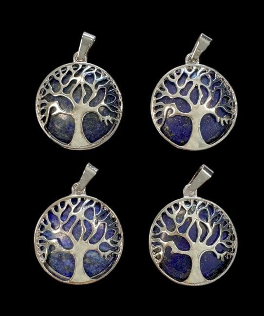 Metal Pendant Tree of Life Lapis Lazuli A 25mm x4