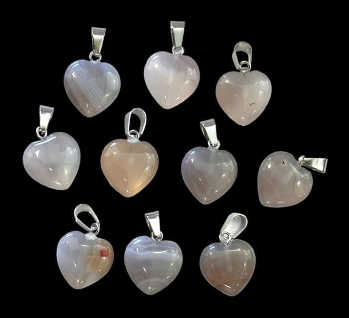 Gray Agate Heart Pendant 15mm x10