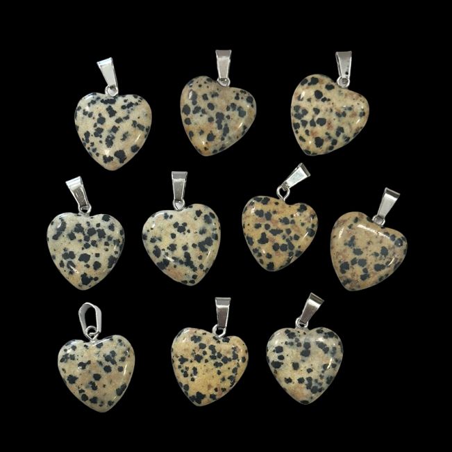 Dalmatian Jasper Heart Pendant 15mm x10