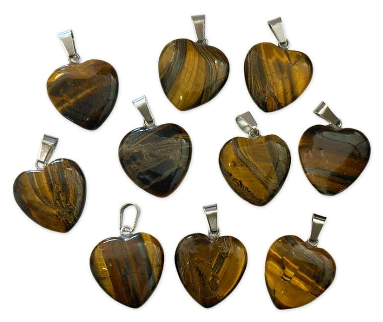 Tiger Eye Heart Pendant 15mm x10