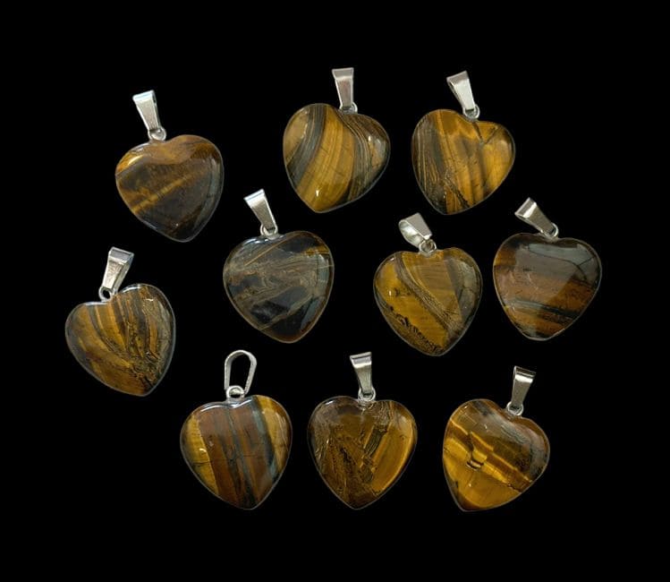 Tiger Eye Heart Pendant 15mm x10