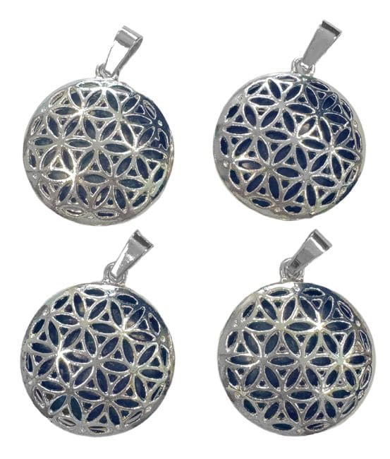 Metal Pendant Flower of Life Lapis Lazuli A 25mm x4