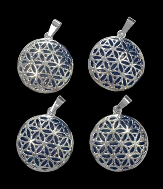 Metal Pendant Flower of Life Lapis Lazuli A 25mm x4