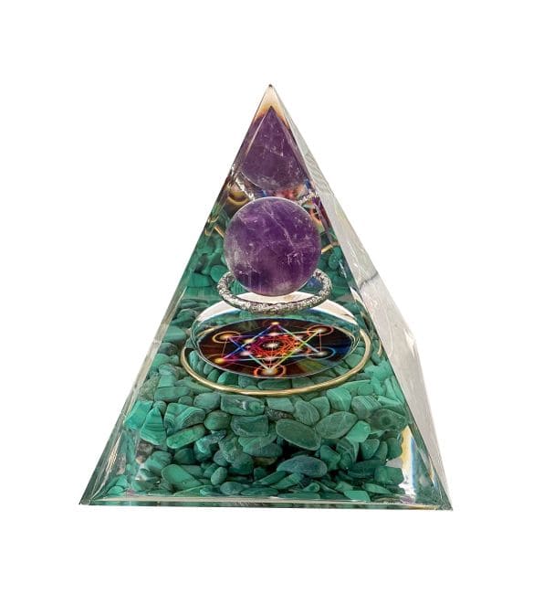 Orgonite Pyramid Amethyst & Malachite Metatron