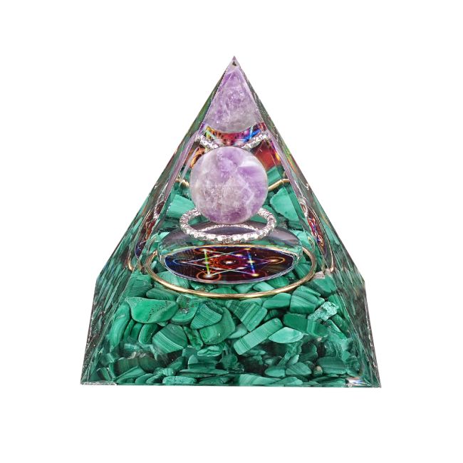Orgonite Pyramid Amethyst & Malachite Metatron