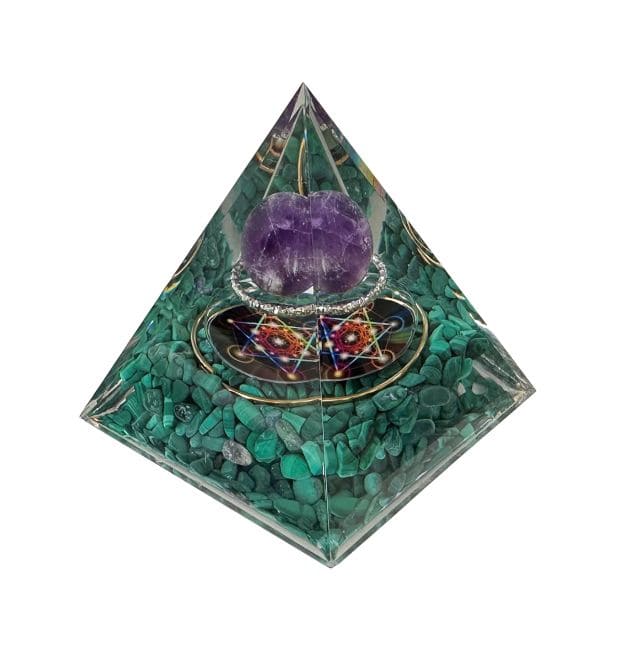 Orgonite Pyramid Amethyst & Malachite Metatron