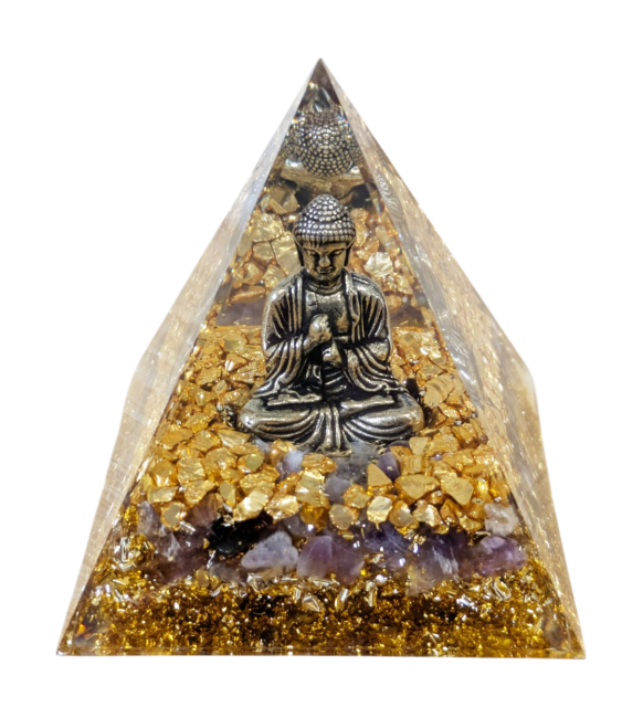 Orgonite Pyramid Buddha + Amethyst
