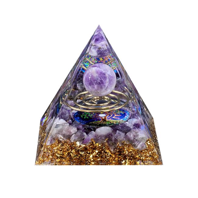 Orgonite Pyramid Amethyst Tree of Life & Spiral