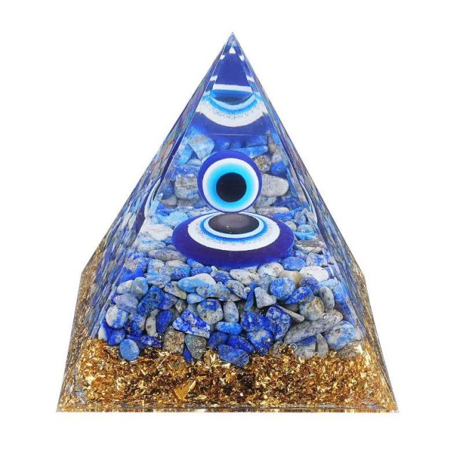 Orgonite Evil Eye Pyramid and Lapis Lazuli 8cm