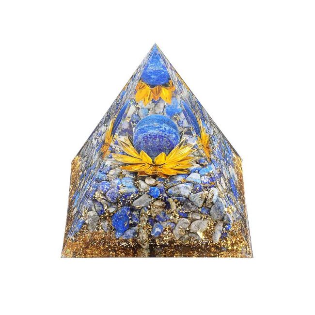 Orgonite Pyramid Lapis Lazuli Lotus 8cm