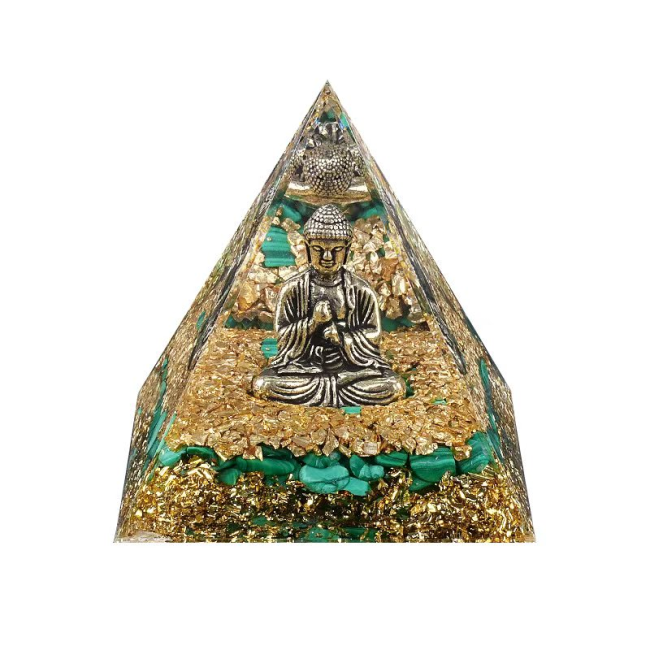 Orgonite Pyramid Buddha + Malachite