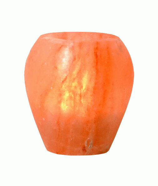 Natural Salt Crystal Candle Holder, Polished Apple Shape, 0.9kg