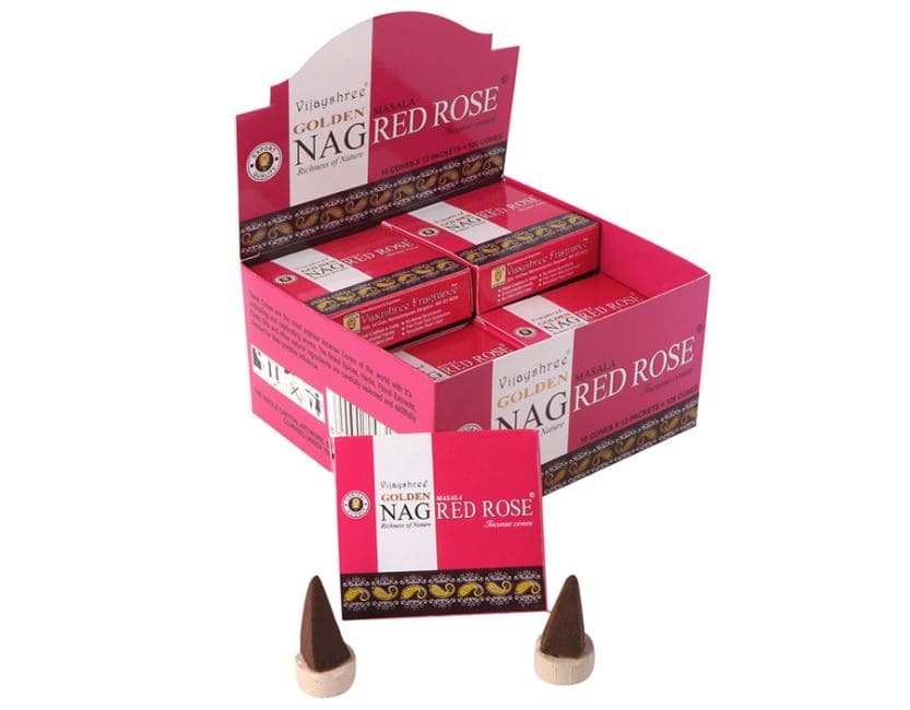 Vijayshree Golden Nag Red Rose cones incense