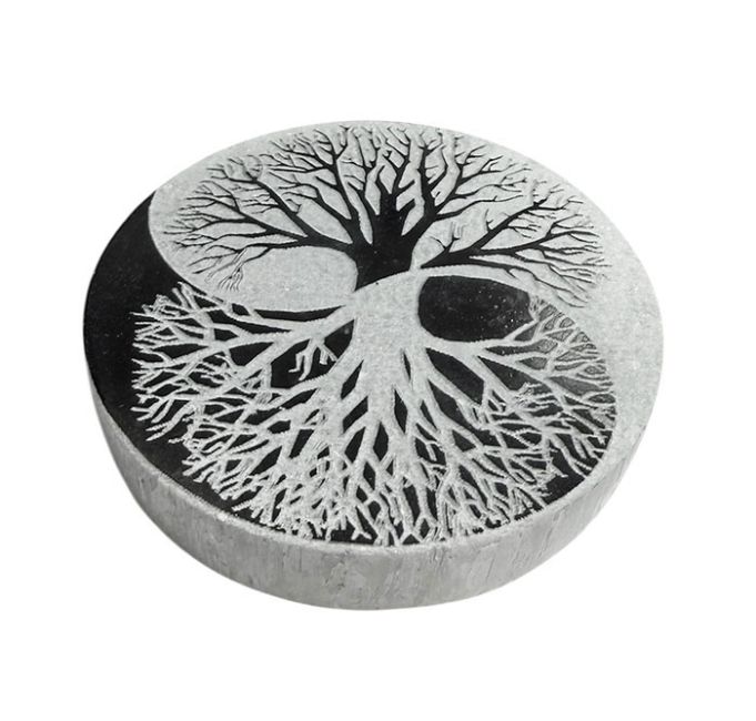 Circular Yin Yang Selenite Stand 8cm 130g