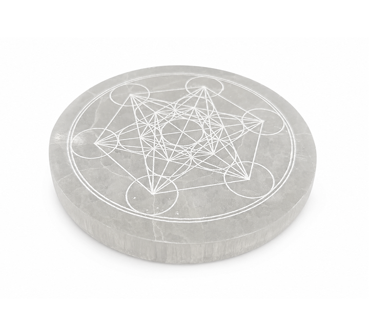 Selenite Circular Metatron Plate 14cm 550g