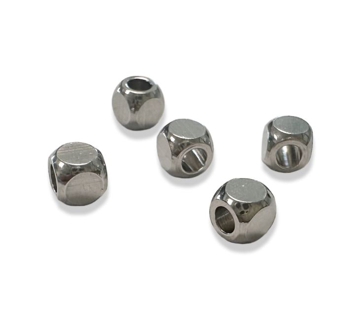 Silver Stainless Steel Squircle Spacer Charm Beads 4mm x100