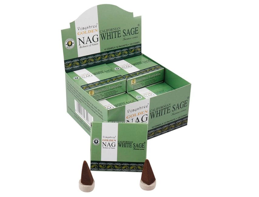 Vijayshree Golden Nag White Sage cones incense