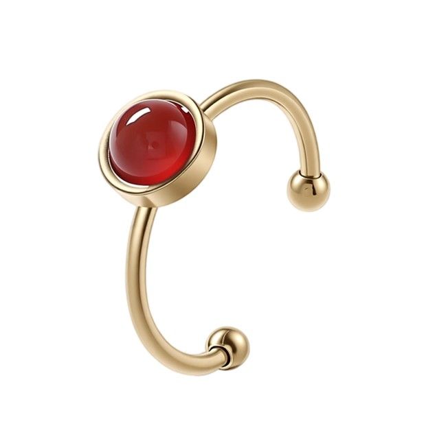 Red Agate Ring – Gold-Plated Stainless Steel