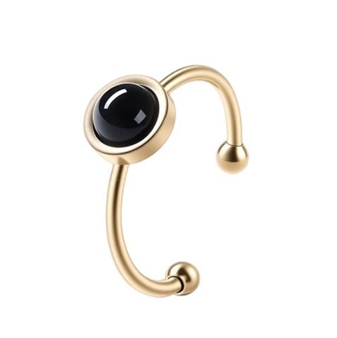 Black Onyx Ring – Gold-plated stainless steel