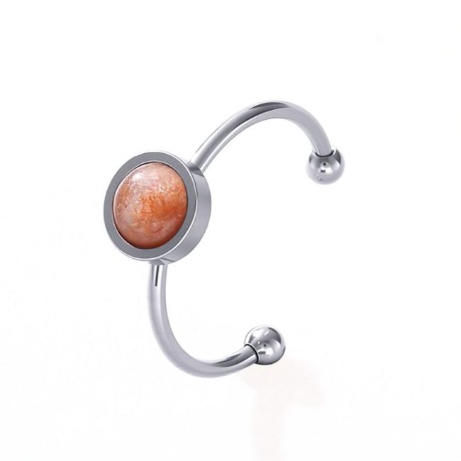 Sunstone Ring – Silver Stainless Steel