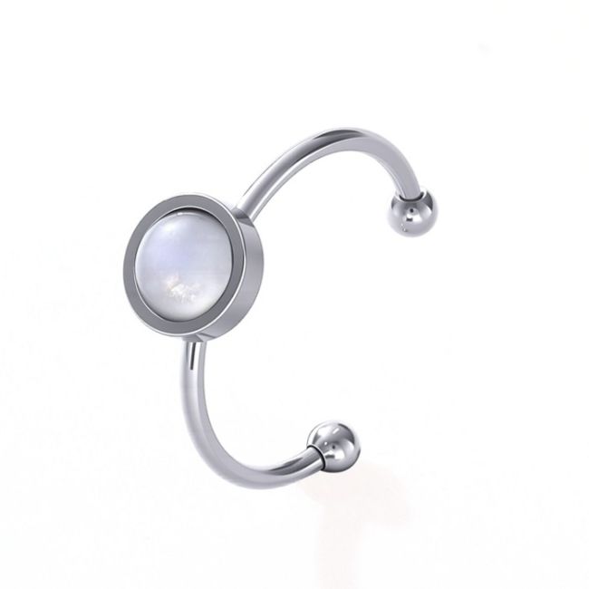 White Moonstone Ring – Silver Stainless Steel