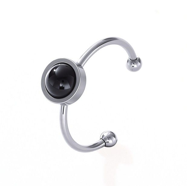 Black Onyx Ring – Silver Stainless Steel