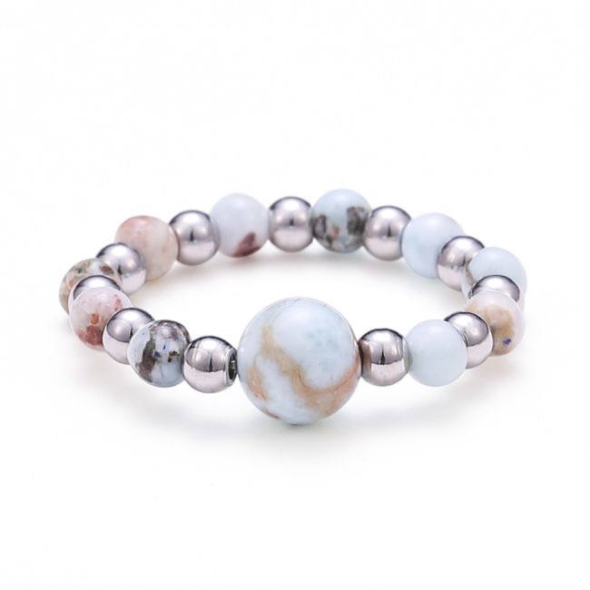 Larimar Silver Pearl Ring