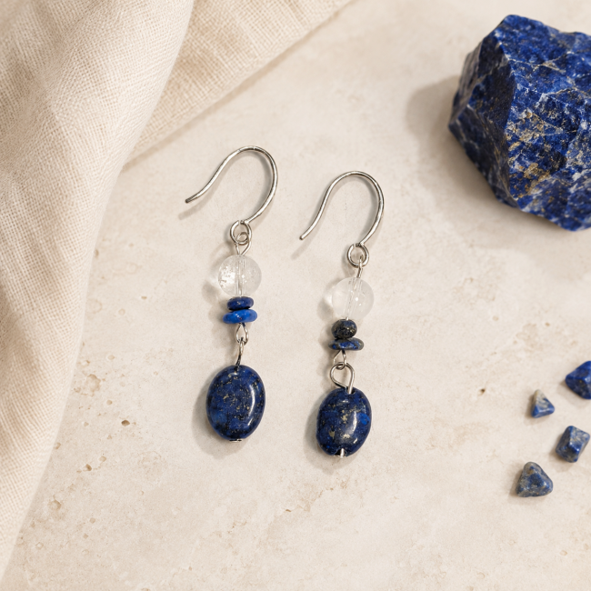 incense at Rock Crystal & Lapis Lazuli Earrings|gb
