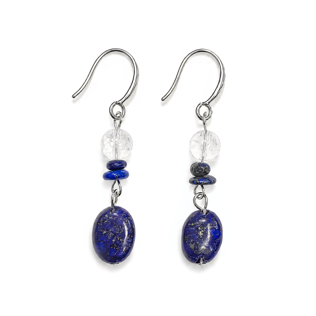 incense at Rock Crystal & Lapis Lazuli Earrings