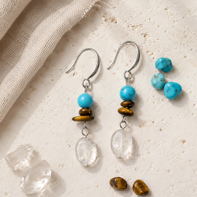 incense at Earrings – Turquenite, Tiger's Eye & Rock Crystal|gb