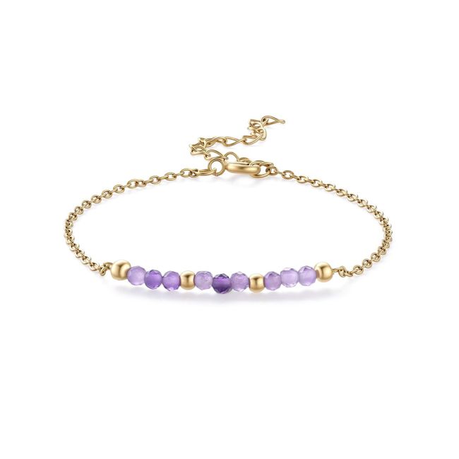 Faceted Amethyst Bracelet – Gold-Plated Stainless Steel