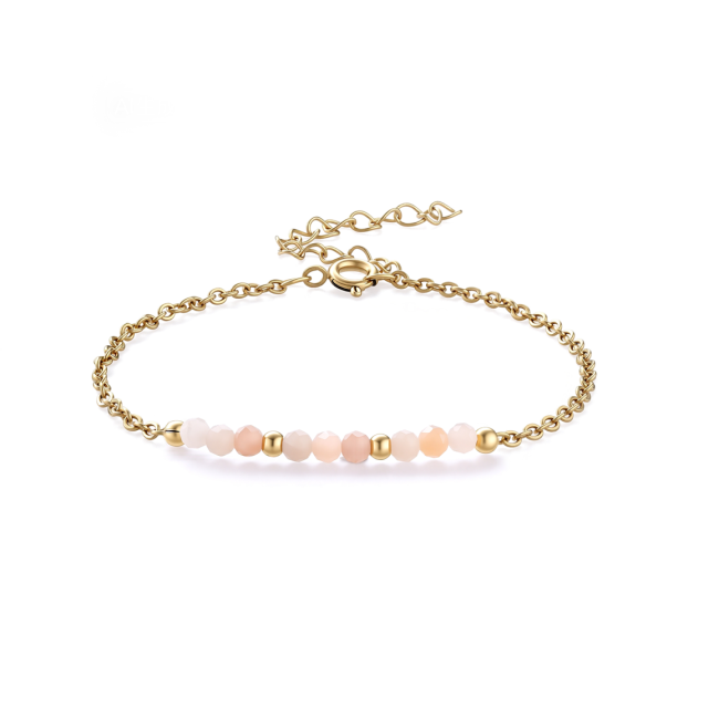 Faceted Pink Moonstone Bracelet – Stainless Steel