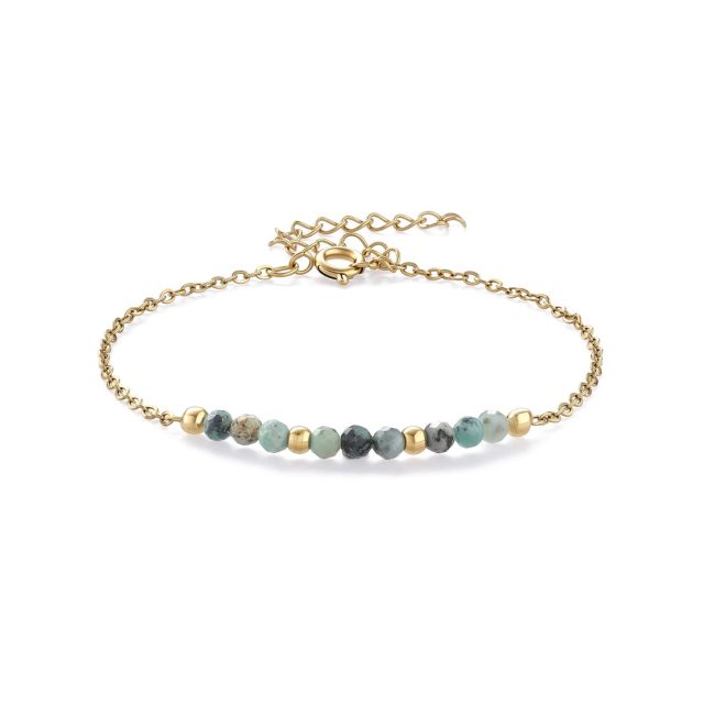 Faceted Natural African Turquoise Bracelet – Stainless Steel