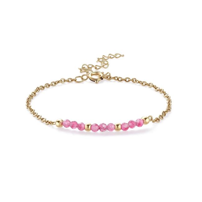 Faceted Pink Chalcedony Bracelet – Stainless Steel