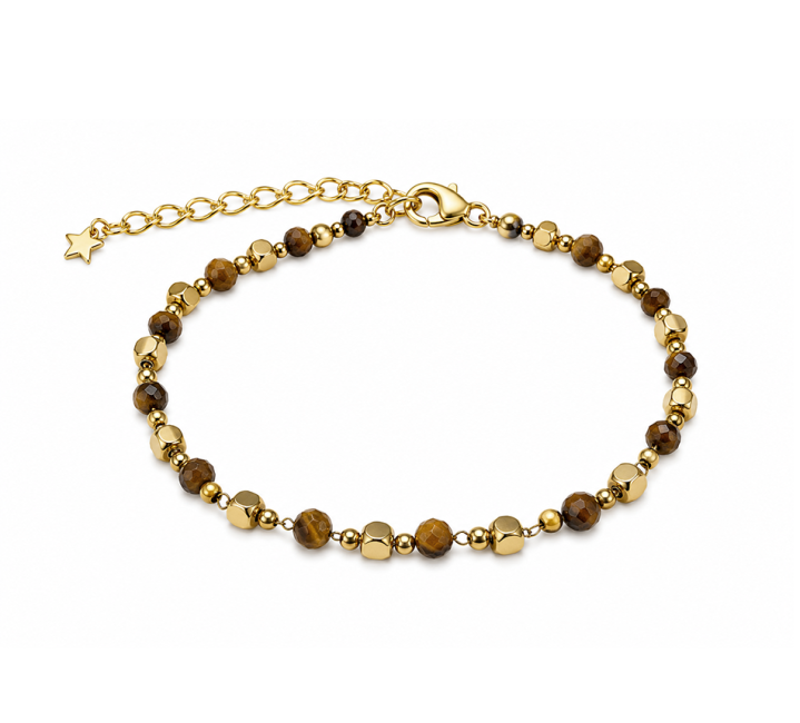 Tiger's Eye Energy Bracelet A – Gold Beads