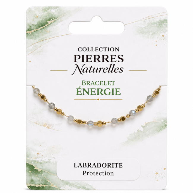 AA Labradorite Energy Bracelet – Gold Beads