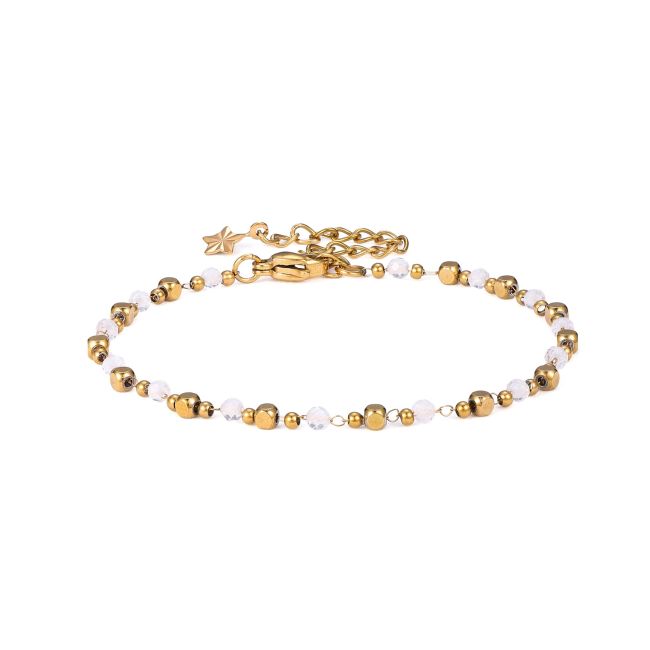 Rock Crystal AA Energy Bracelet – Gold Beads