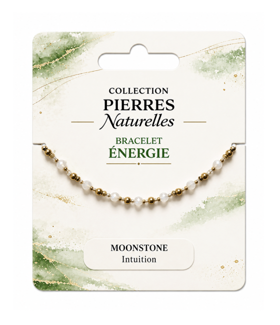 incense at Energy Bracelet in White Moonstone – Gold Beads