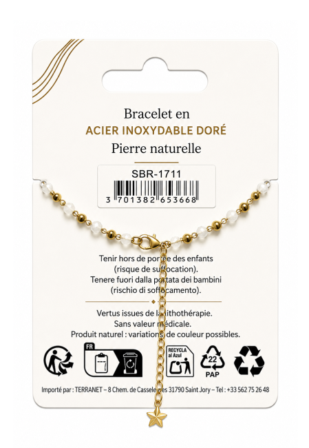 incense at Energy Bracelet in White Moonstone – Gold Beads|gb