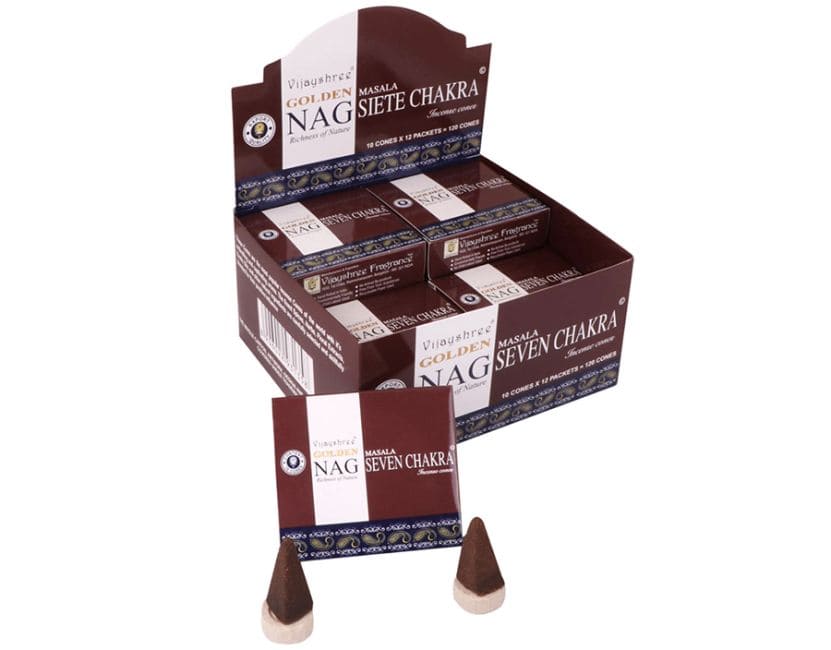 Vijayshree Golden Nag 7 Chakra cones incense