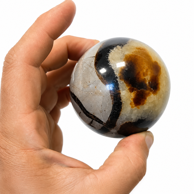 incense at Polished Septaria Sphere 0.463kg