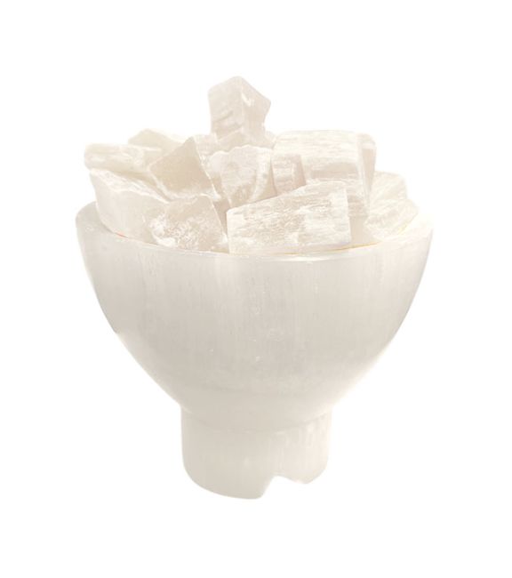 Selenite Lamp Bowl with Selenite Pebbles 19cm 2-3Kg