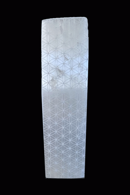 Selenite Lamp, Rectangular Flower of Life Design, 25cm, 3Kg